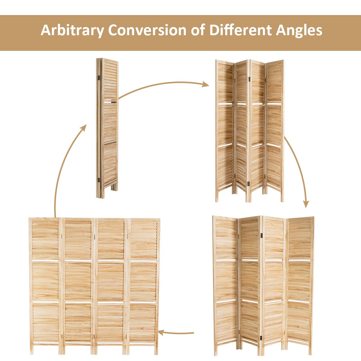 Giantex 4 Panel 5.6 Ft Tall Wood Room Divider