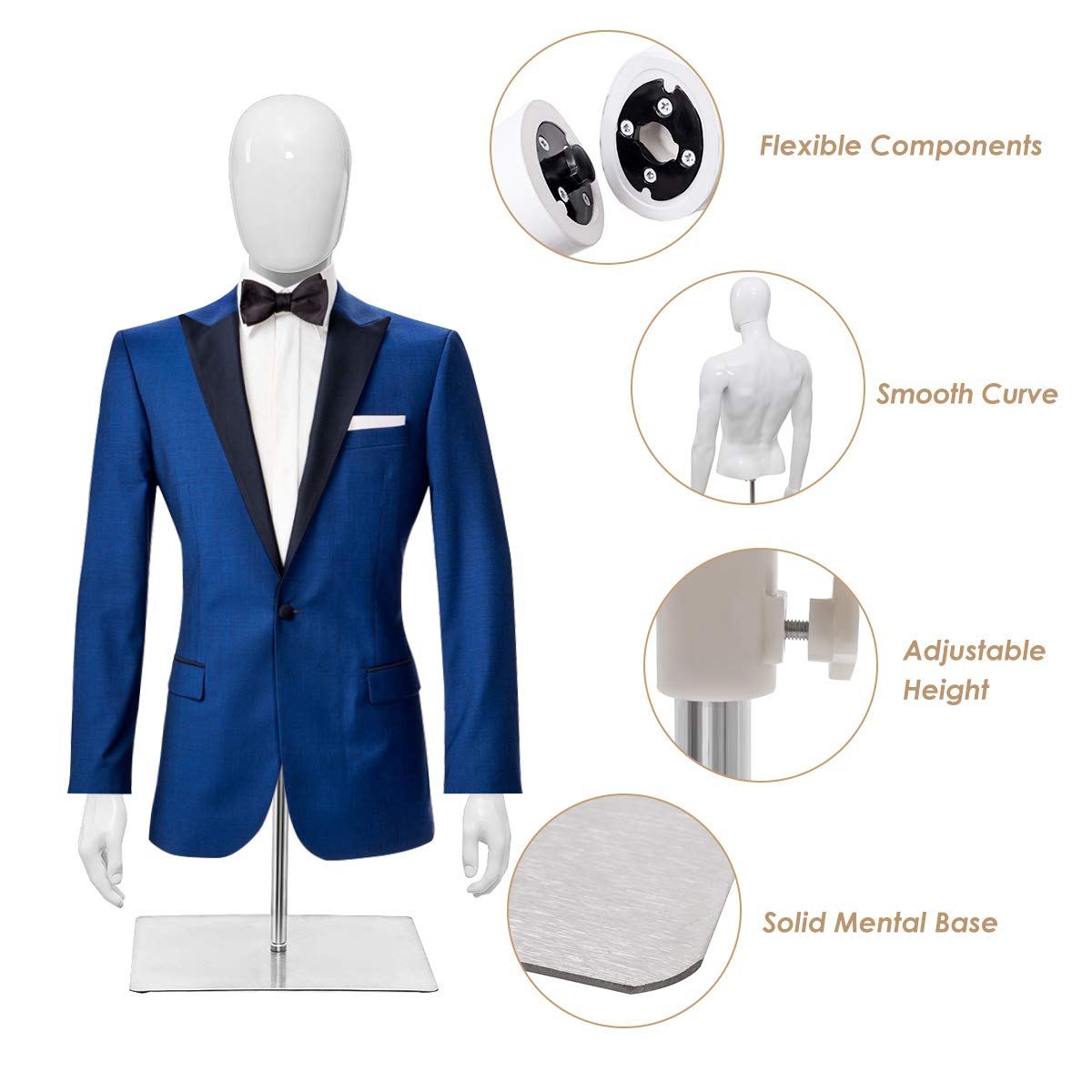 Buy Giantex Adjustable Male Mannequin for Sewing Plastic Realistic Display  Head Turns Dress Form w/Base Online at desertcartBarbados