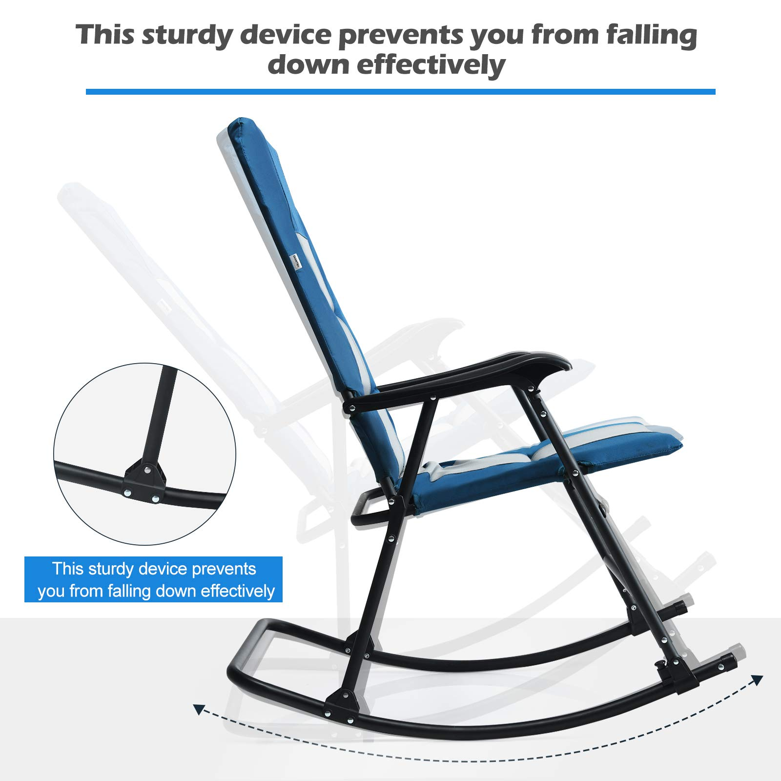 Giantex Camping Rocking Chair Fold-able Oversized with Padded Armrest and Seat