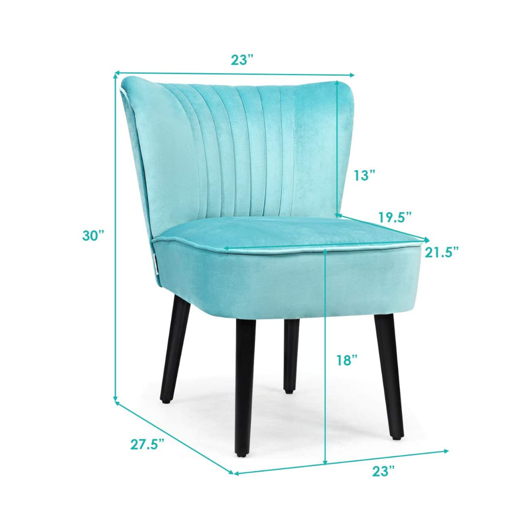 Set of 2 Velvet Accent Chair, Upholstered Modern Leisure Club Chairs w/ Solid Wood Legs - Giantexus