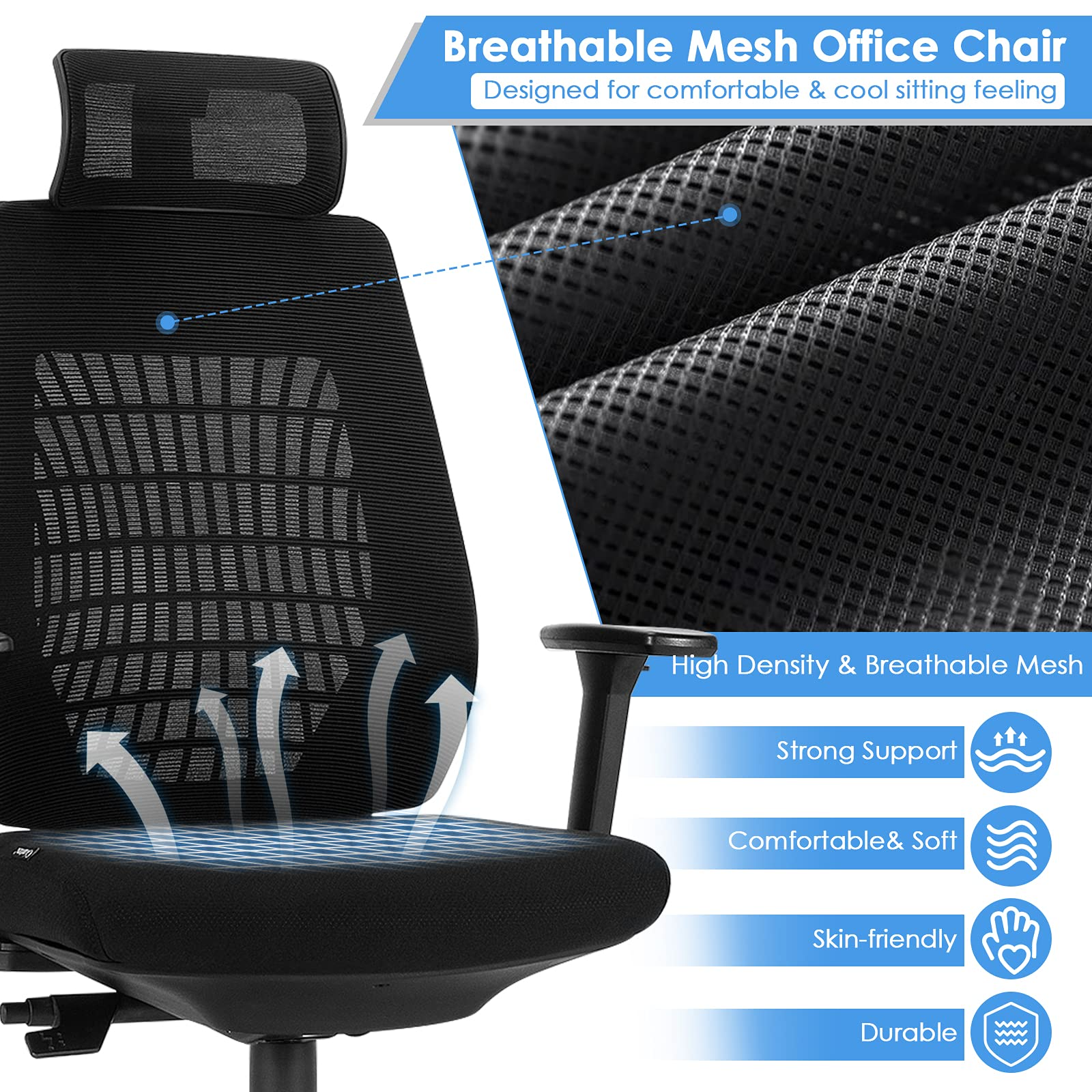 Giantex Reclining High Back Swivel Executive Chair w/ 3D Armrests