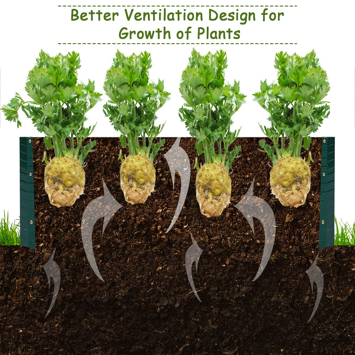 Dark Green Patio Raised Garden Bed (40" L x 32" W x 12" H)