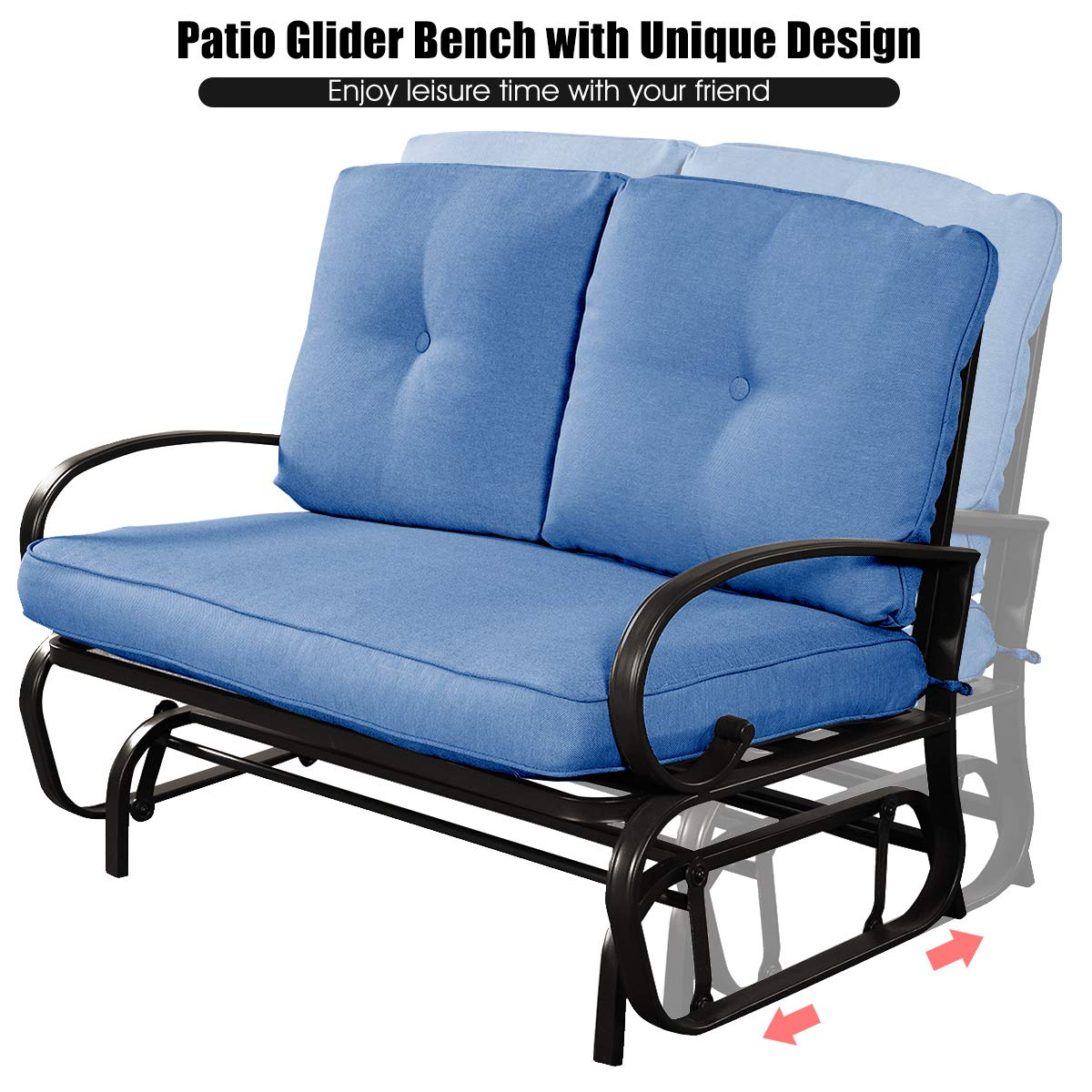 Giantex Loveseat Outdoor Patio Rocking Glider Cushioned 2 Seats