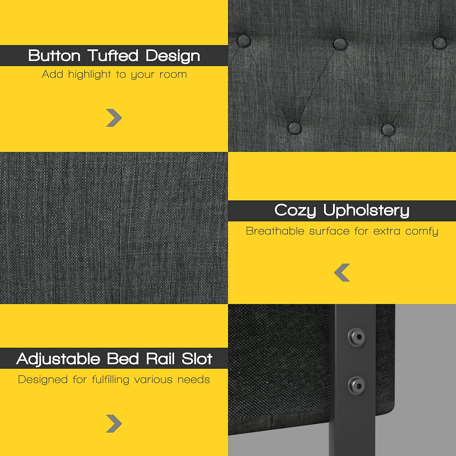 Giantex Upholstered Headboard, Button Tufted Headboard, Queen Size