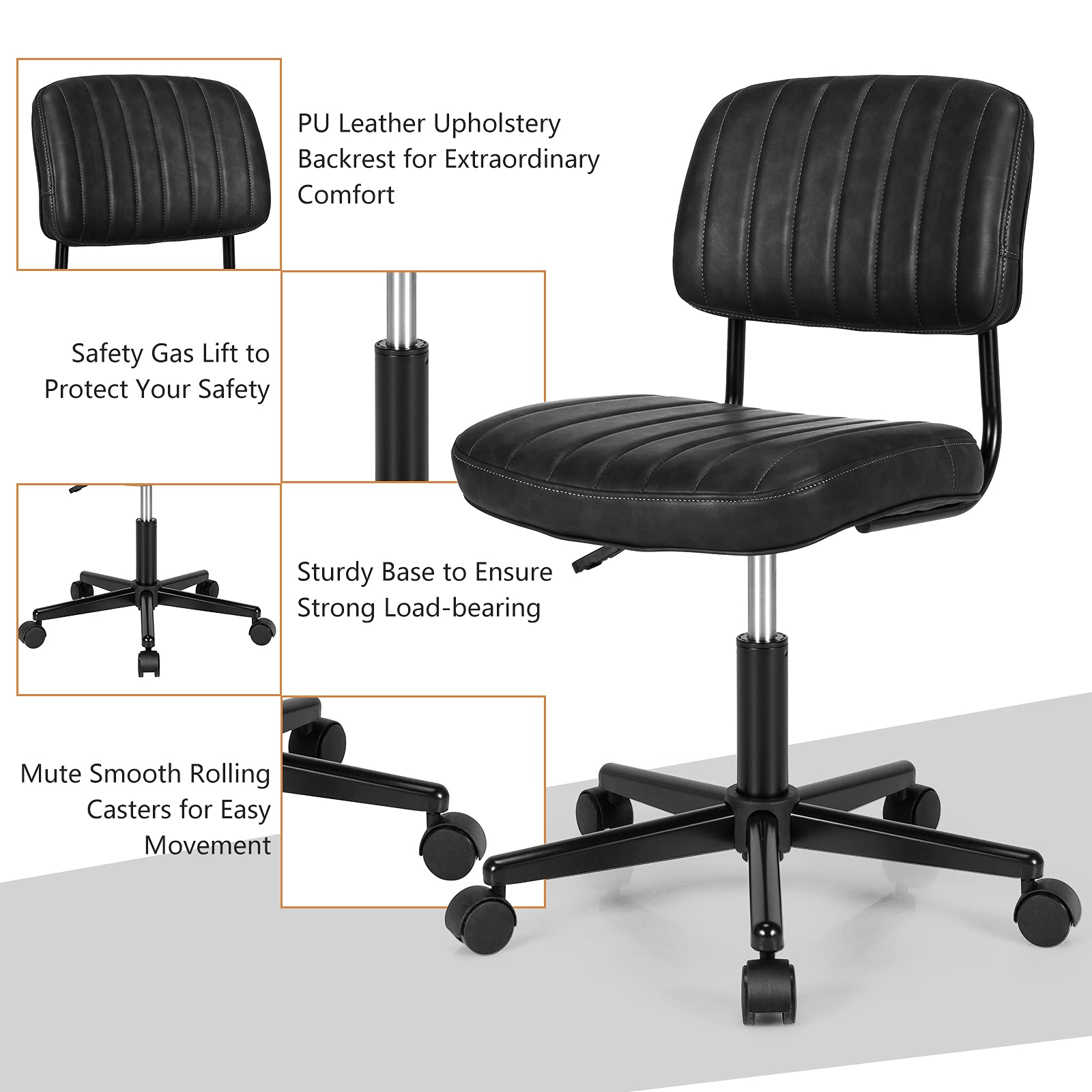 Retro Swivel Rolling Task Chair - Giantex