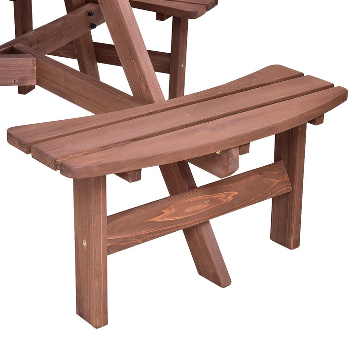Giantex 6 Person Wooden Picnic Table Set with Wood Bench, Dark Brown