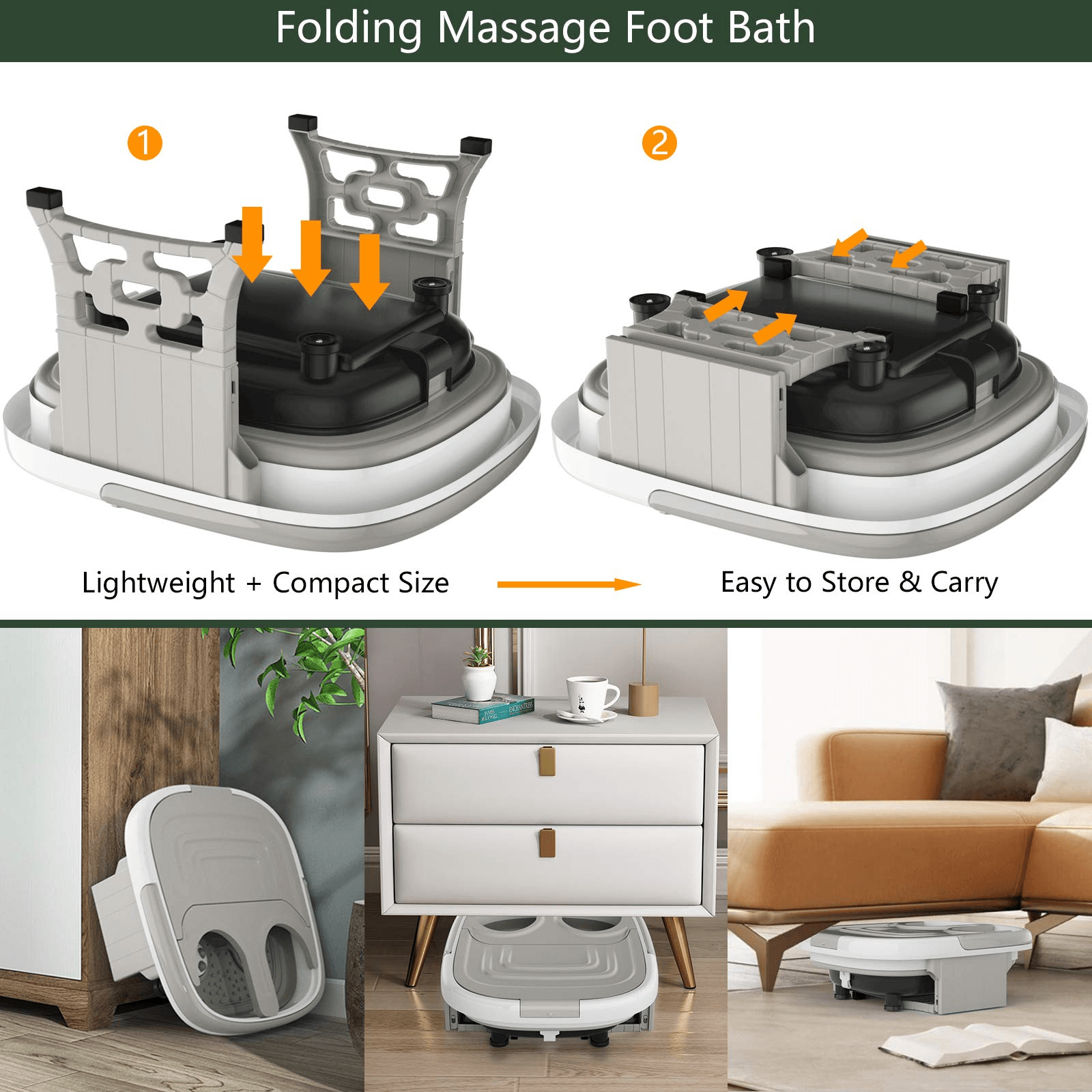 Giantex 6 in 1 Foot Spa Bath Massager Collapsible, Pedicure Tub Bath w/Folding Cover, Feet Salon Tub (Blue/Gray) - Giantexus