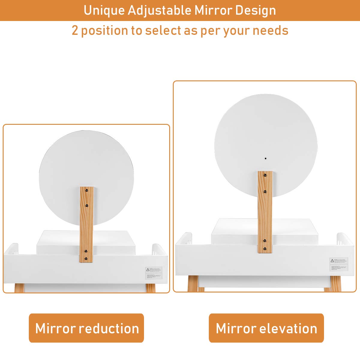 Giantex Vanity Table Set with Height Adjustable Round Mirror
