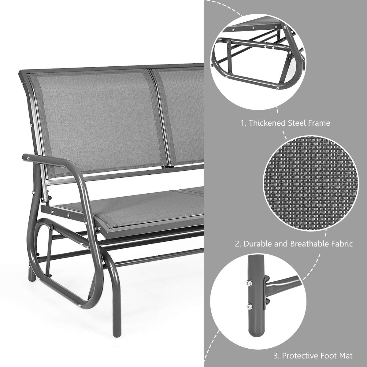 Giantex Swing Glider Chair 48 Inch with Spacious Space
