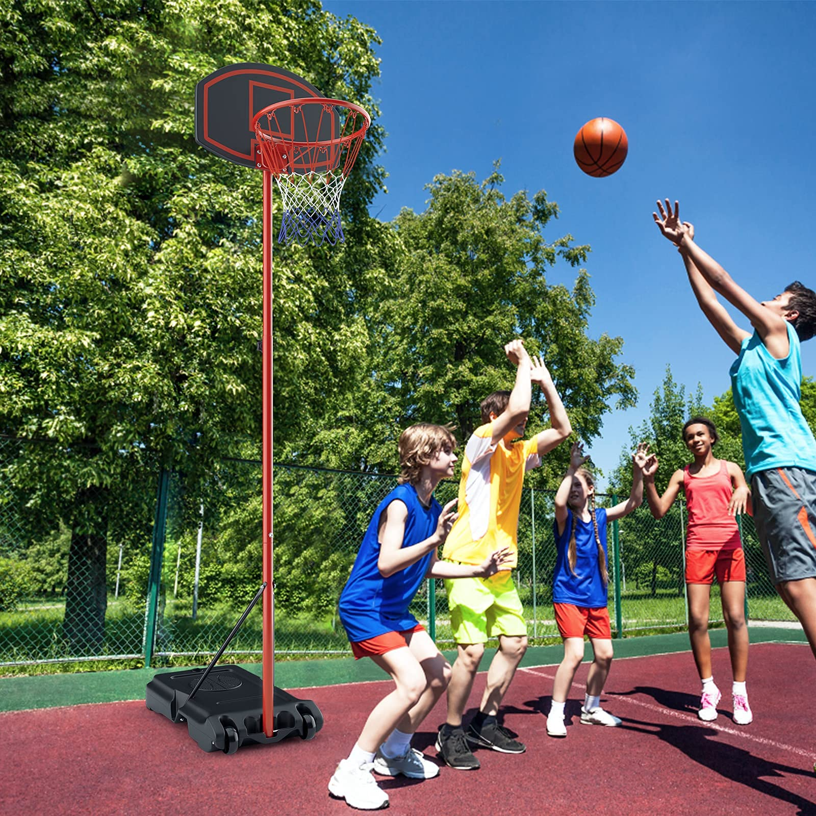 Giantex Portable Basketball Hoop Adjustable Height 6.5 - 8.5 FT, Backboard System Stand with 2 Wheels