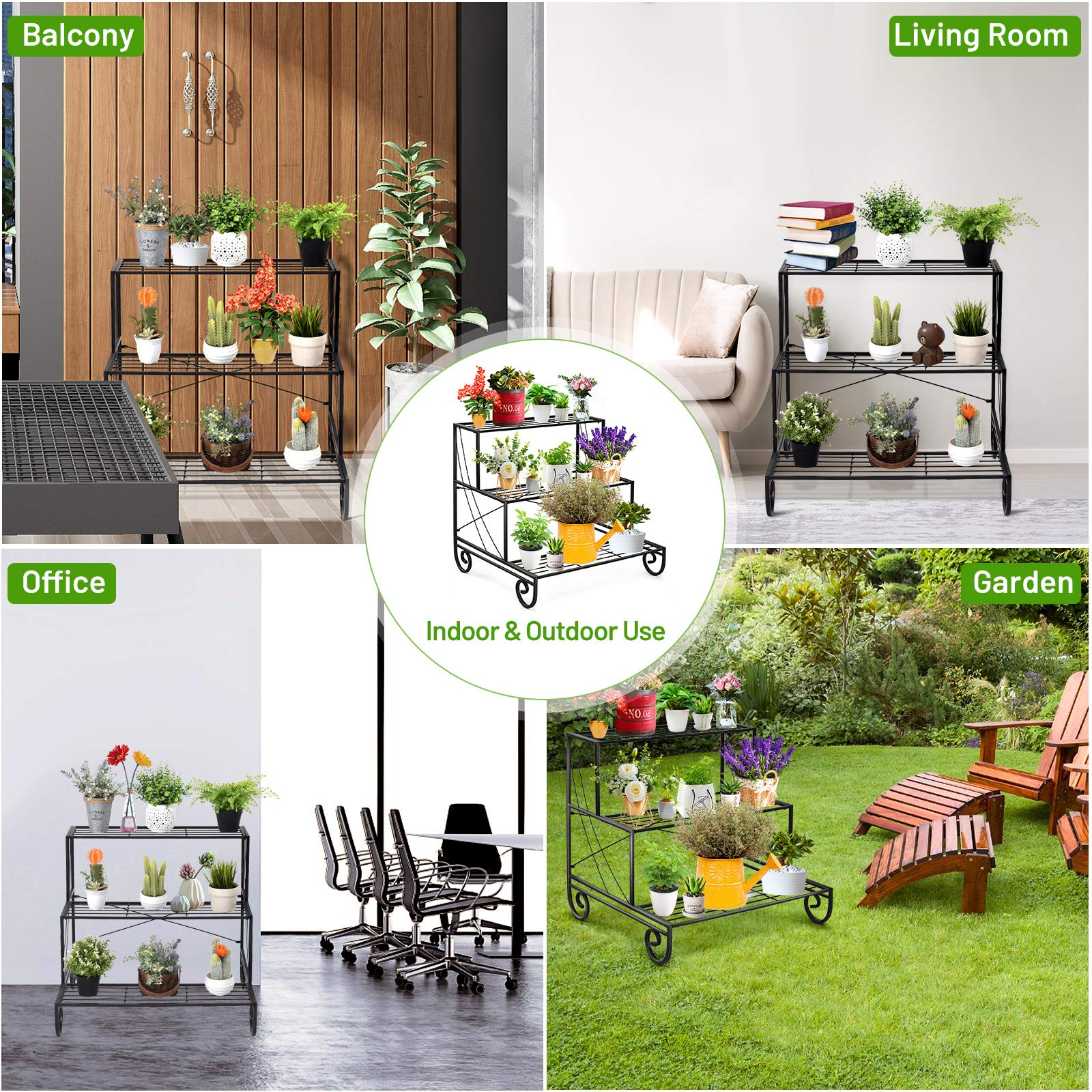 Giantex 3 Tier Metal Plant Stand, Stair Style Flower Pot Holder