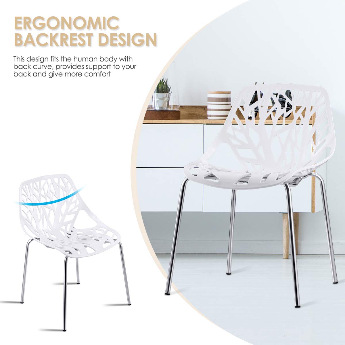 Giantex Set of 6 Modern Dining Chairs w/Plastic Feet Pads