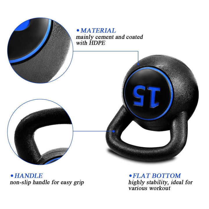 Giantex 3-Piece Kettlebell Weights Set, Weight Available 5,10,15 lbs????o?Black - Giantexus