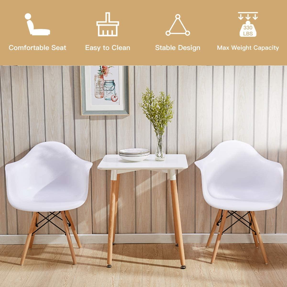 Set of 2 Modern Dining Chairs w/Natural Wood Legs - Giantexus
