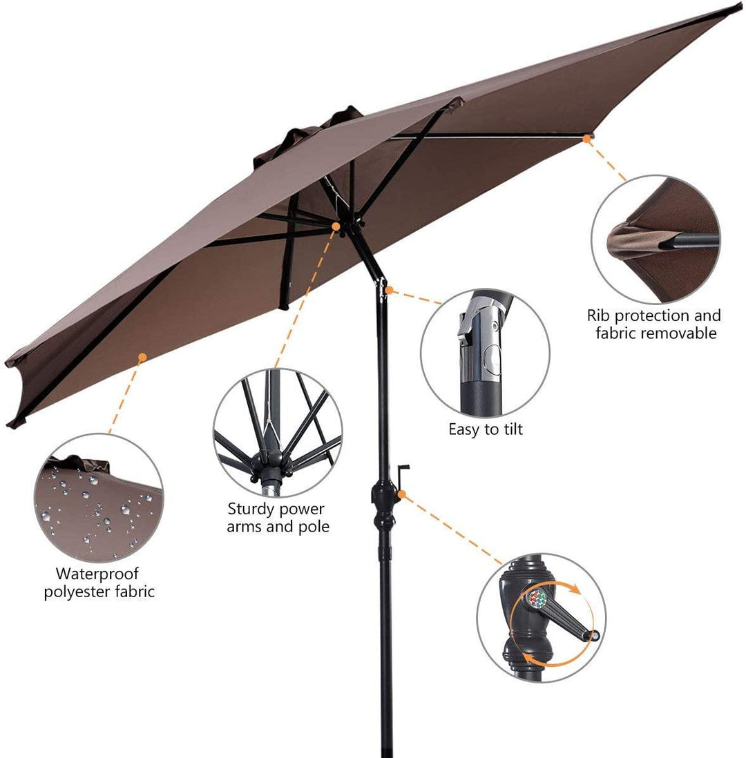 10ft Outdoor Patio Umbrella, Market Table umbrella w/ Tilt Adjustment and Crank, 180G Polyester - Giantexus