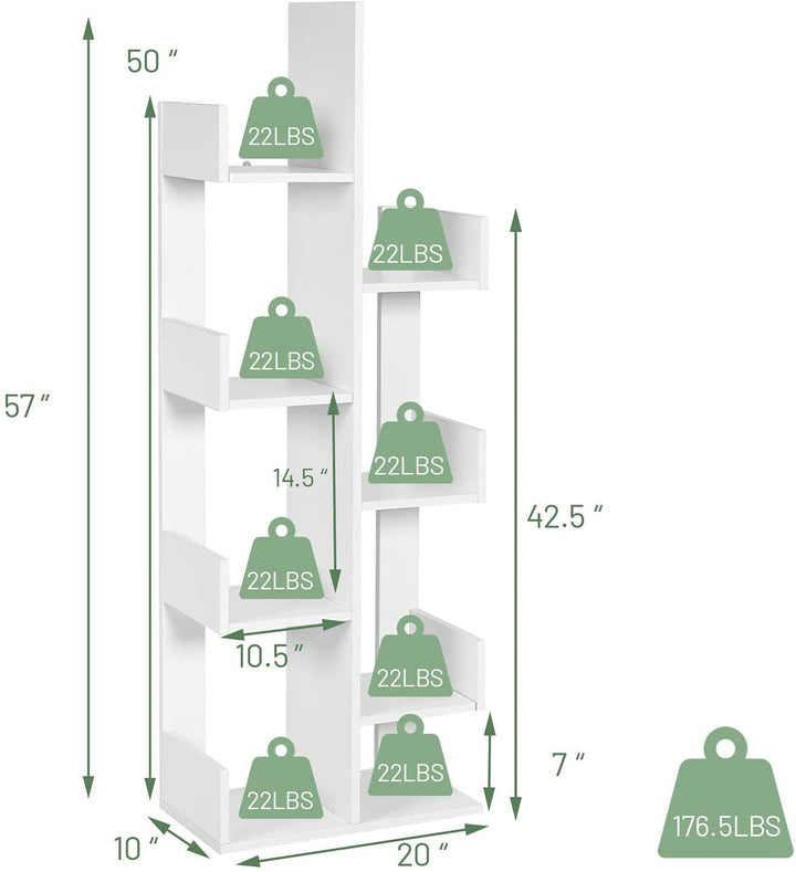 Wooden Bookcase, Tree-Shaped Modern Display Bookshelf - Giantexus