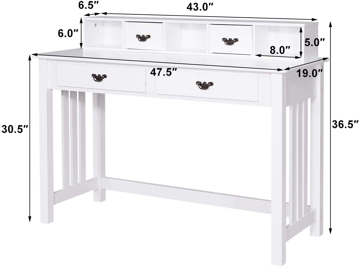 Writing Desk with 4 Drawer Computer Study Table