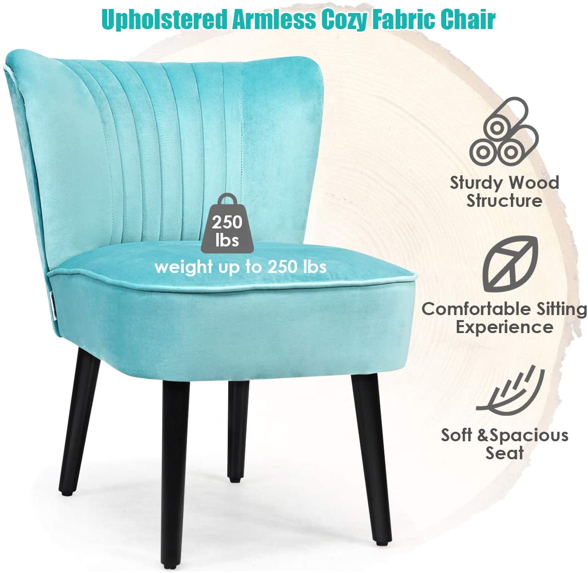Set of 2 Velvet Accent Chair, Upholstered Modern Leisure Club Chairs w/ Solid Wood Legs - Giantexus