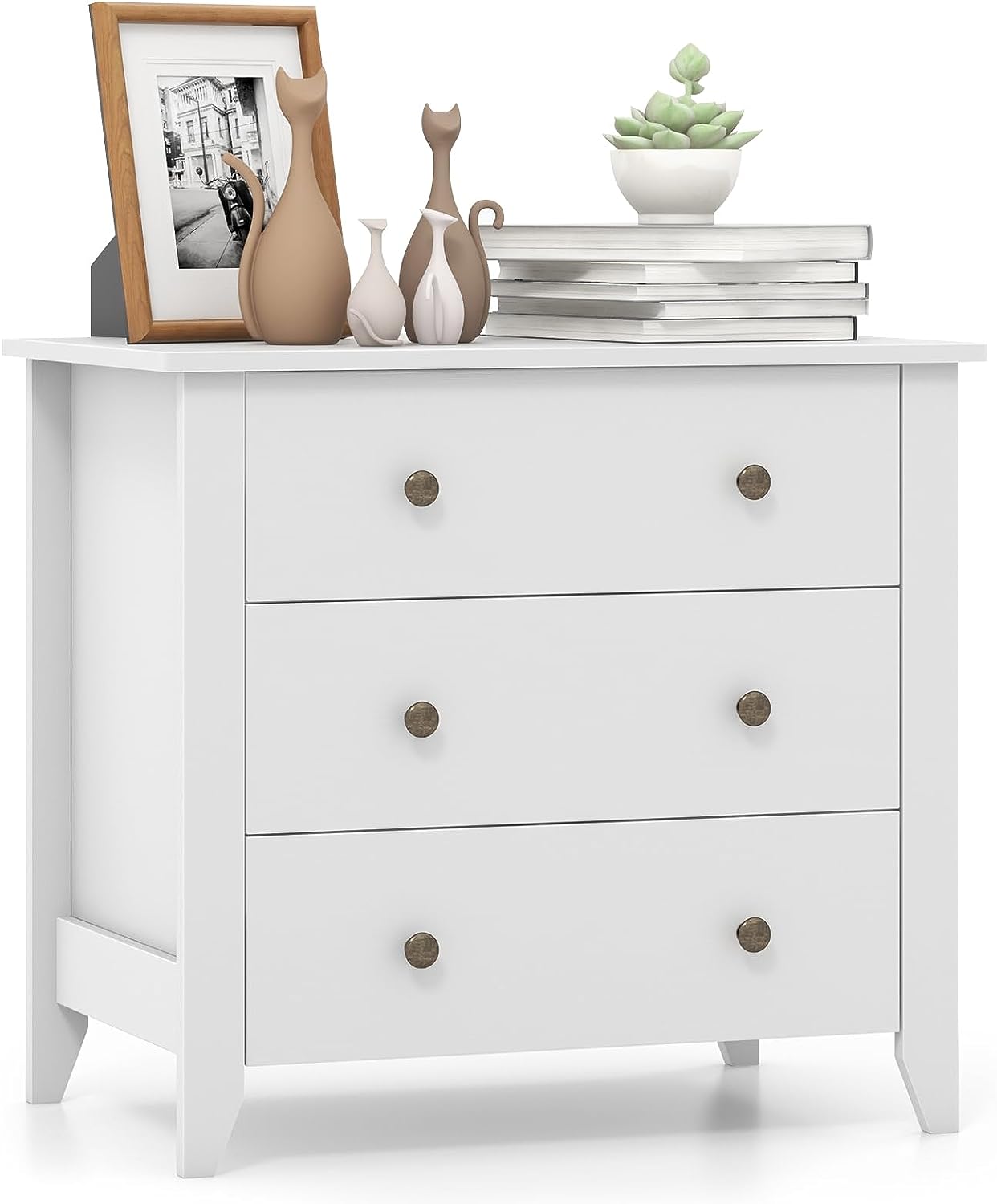 Giantex Modern Simple Dresser 3-Drawers Chest with Solid Curved Legs