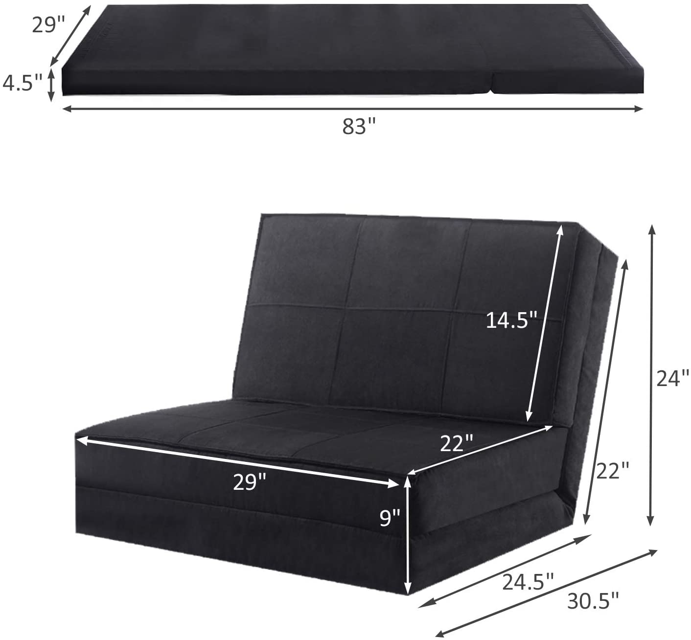 5-Position Adjustable Convertible Flip Chair - Giantexus