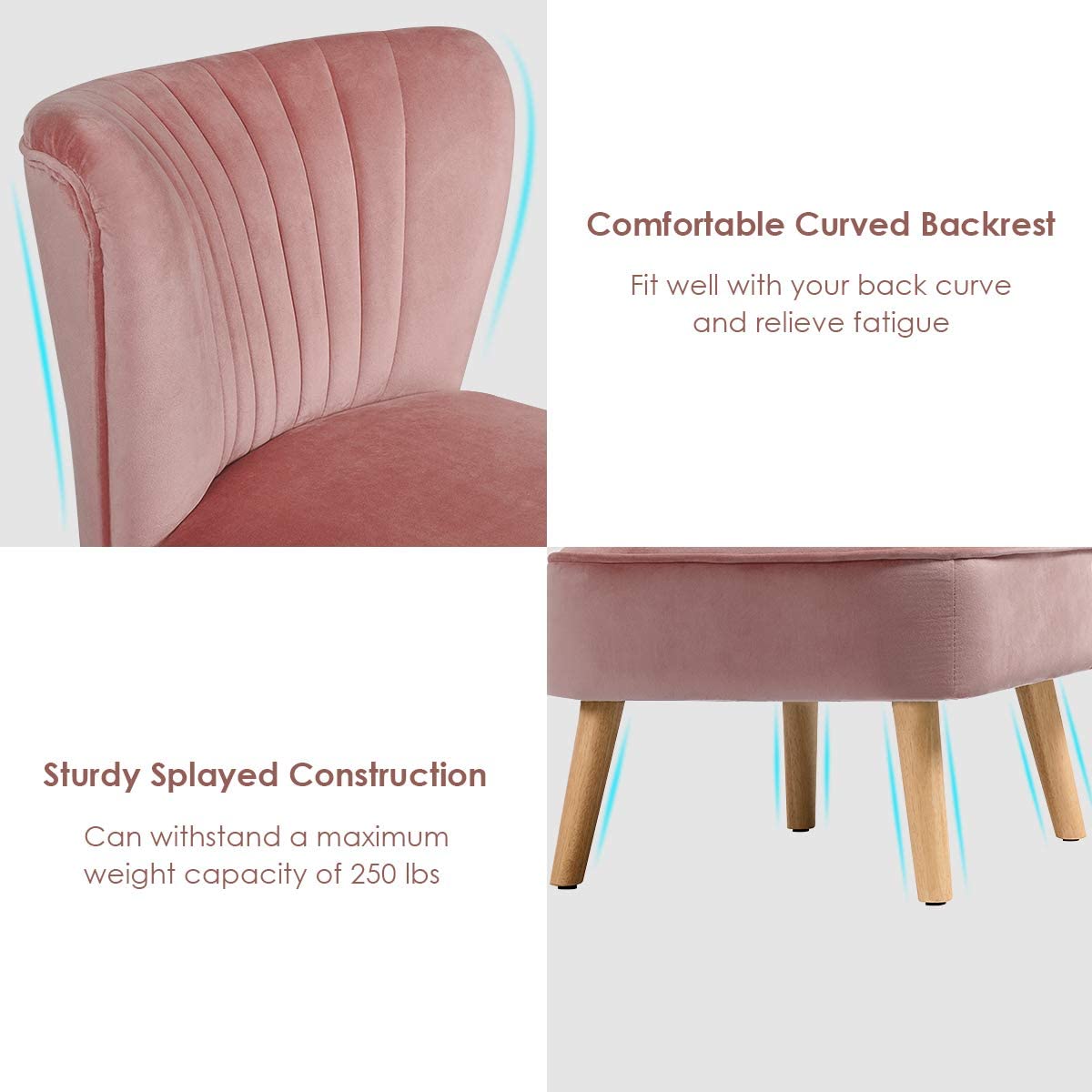 Velvet Accent Chair, Upholstered Modern Sofa Chair - Giantexus