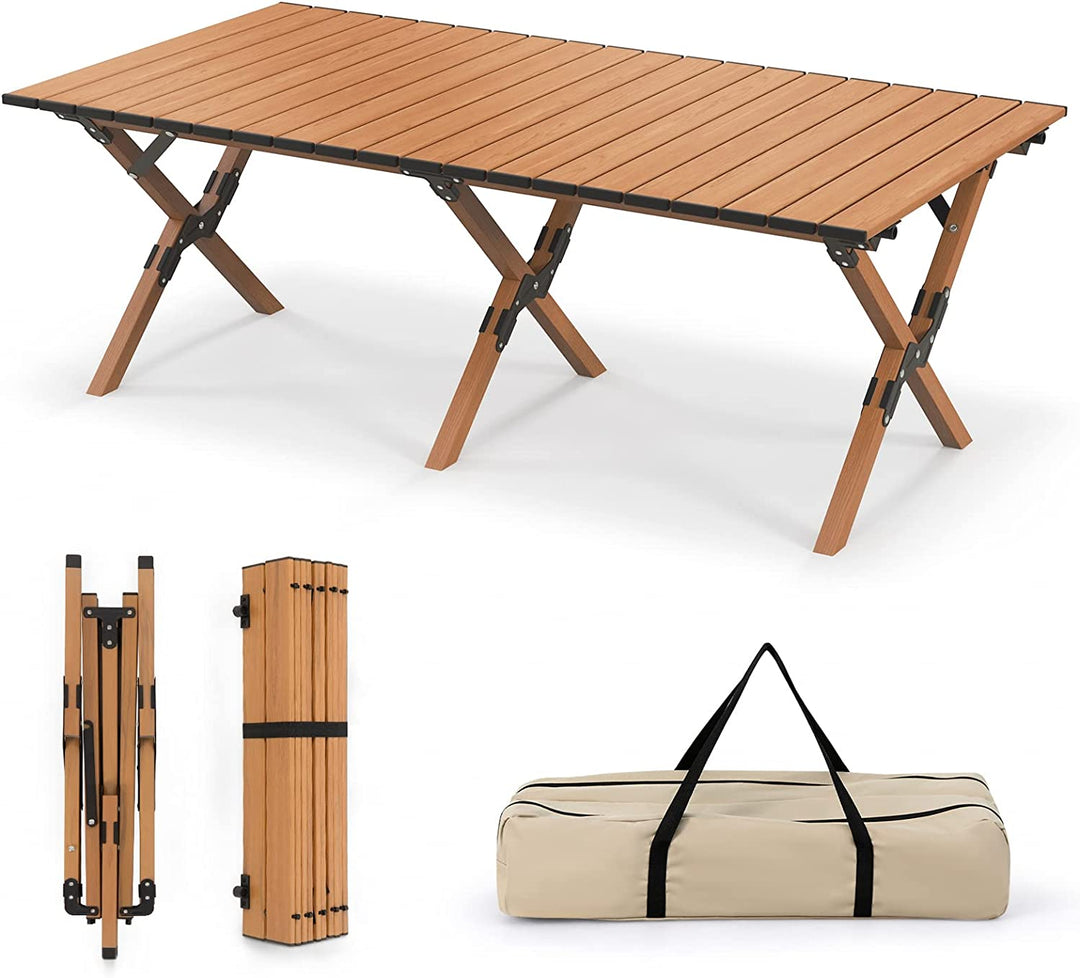 Giantex Folding Camping Table, Roll-Up Folding Table w/Carry Bag