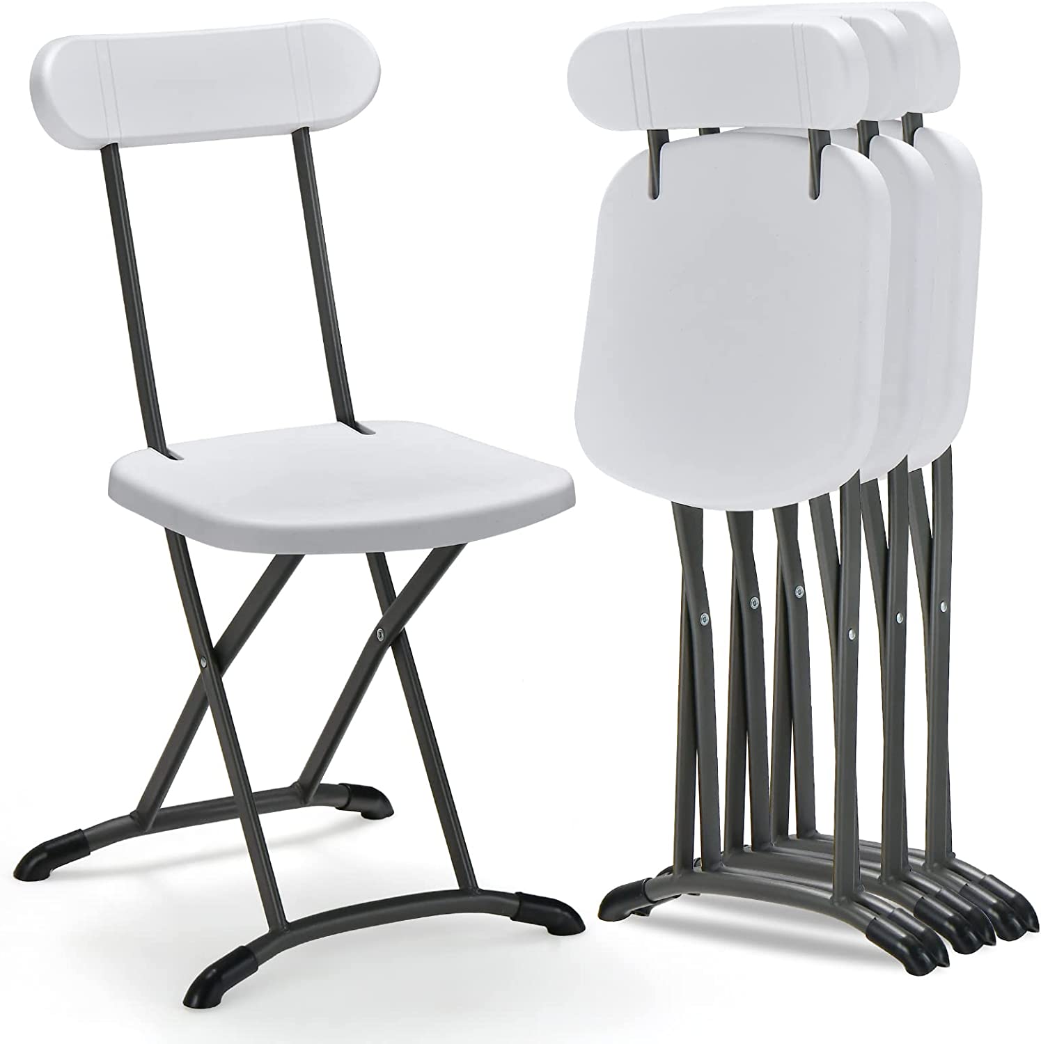 Giantex 2-Pack Folding Chairs, Plastic Event Chairs, Lightweight Foldable Chairs with Solid X-Shape Frame