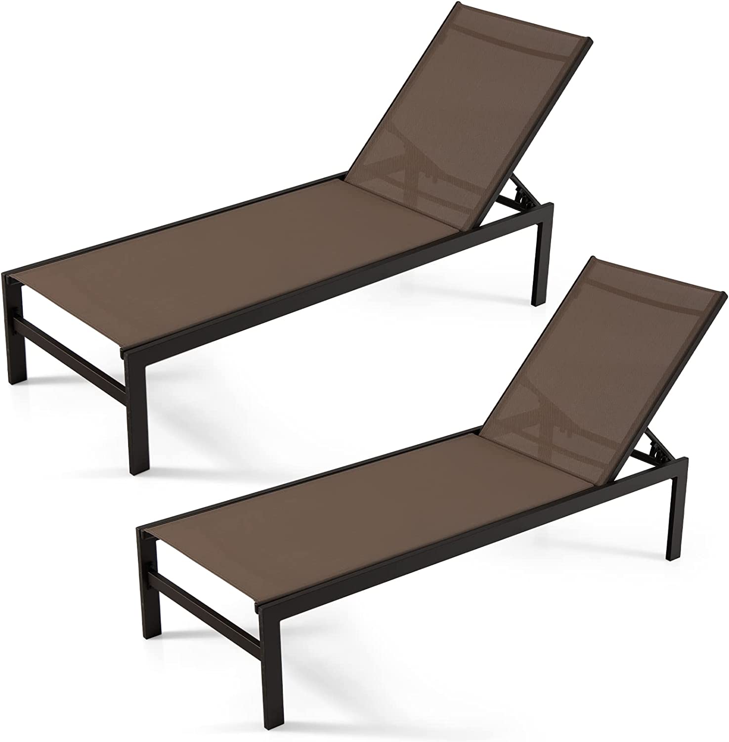 Giantex Patio Chaise Lounge Chair, Outdoor Sunbathing Chair Lawn Reclining Lounger with 6 Adjustable Position