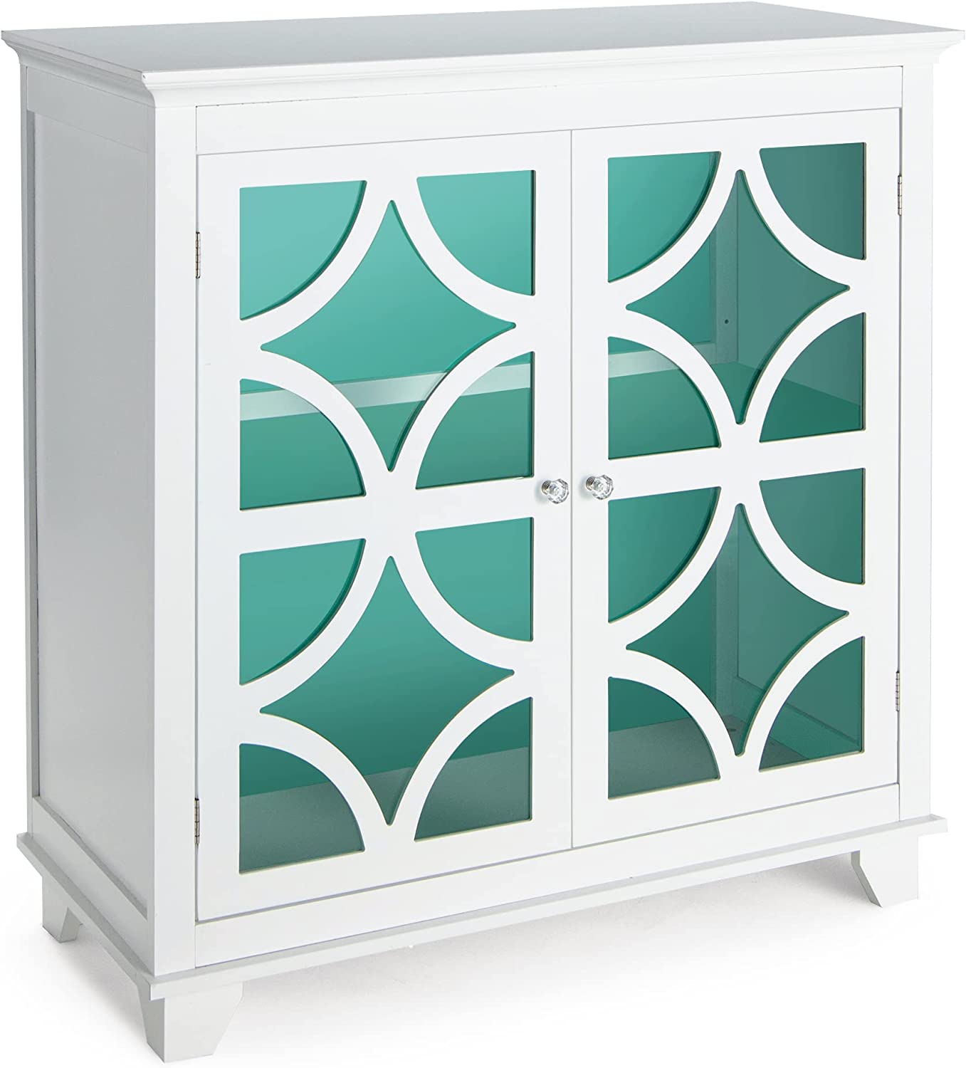 Giantex Buffet Sideboard, Freestanding Kitchen Cupboard w/Adjustable Shelf, 2 Decorative Glass Doors