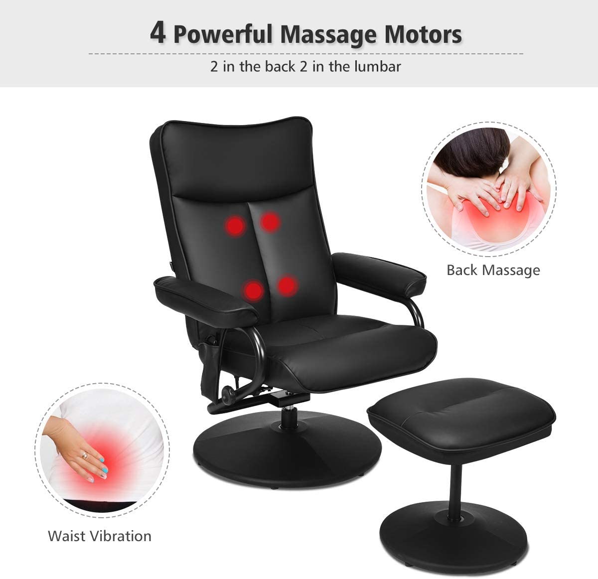 Reclining massage chair with footrest stool deals