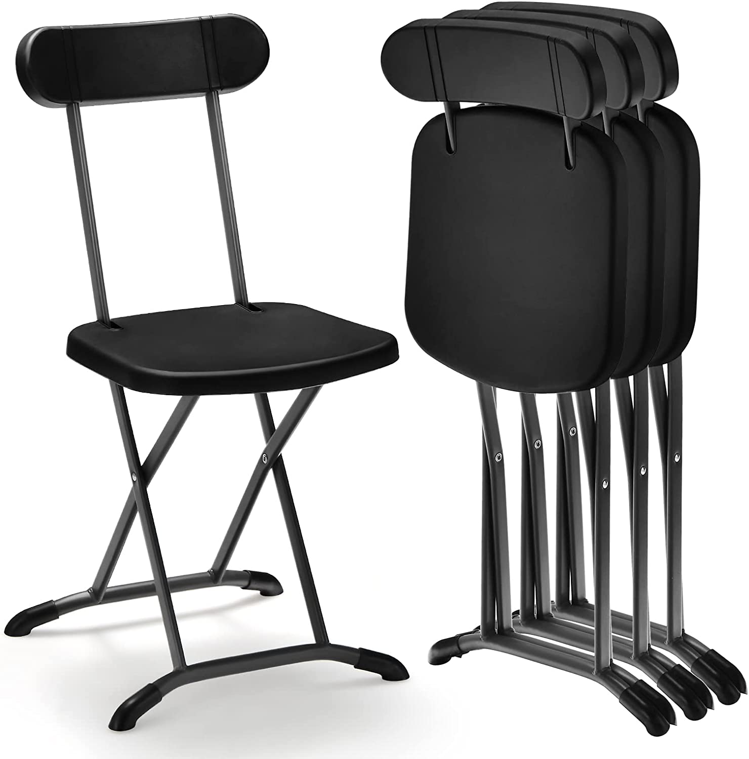 Giantex 2-Pack Folding Chairs, Plastic Event Chairs, Lightweight Foldable Chairs with Solid X-Shape Frame
