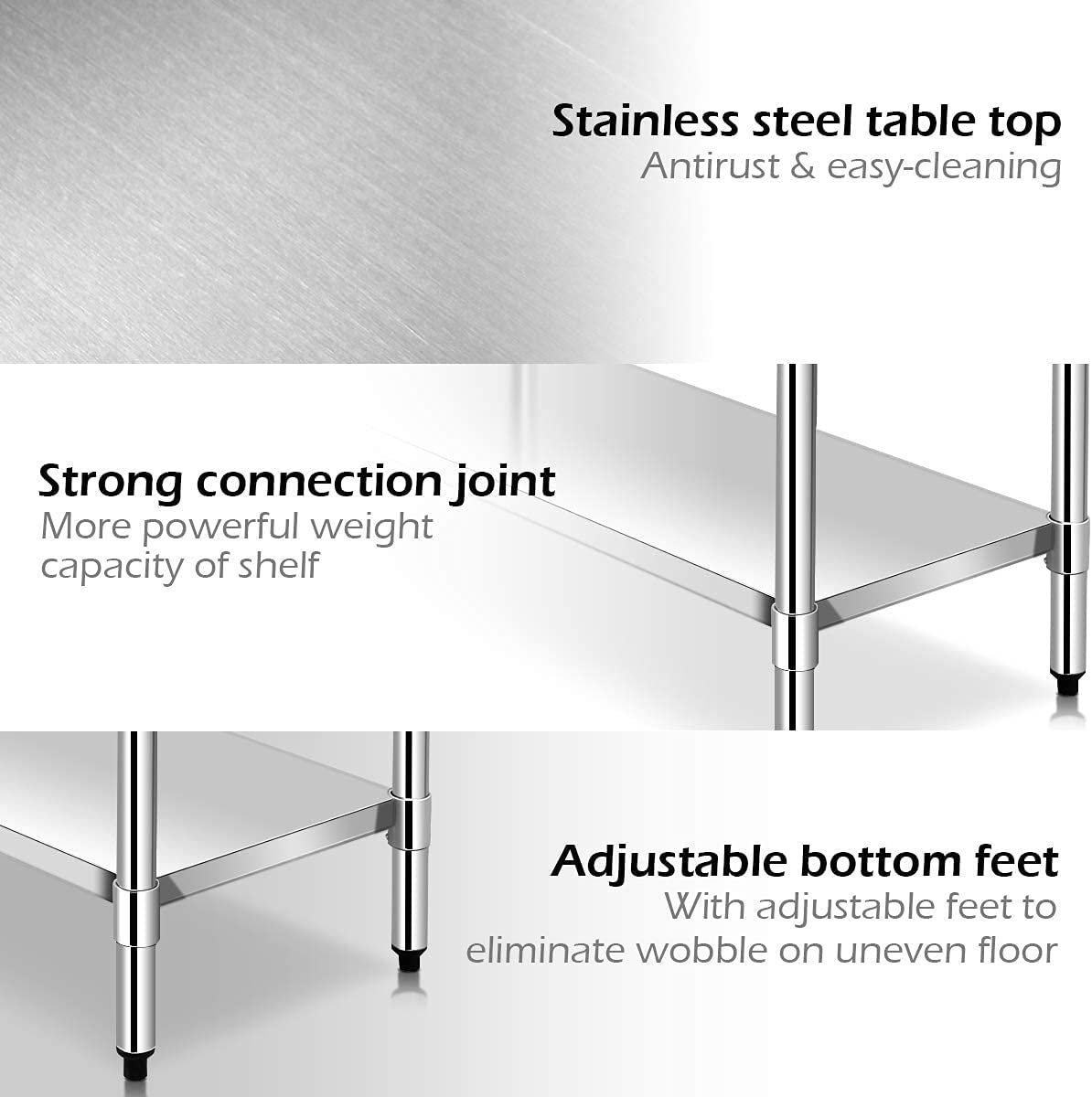 Giantex Stainless Steel Work Table with Shelf Commercial Kitchen Food Prep Table - Giantexus