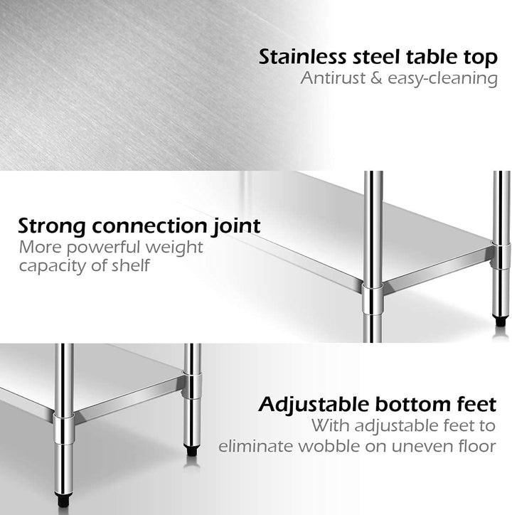 Giantex Stainless Steel Work Table with Shelf Commercial Kitchen Food Prep Table - Giantexus