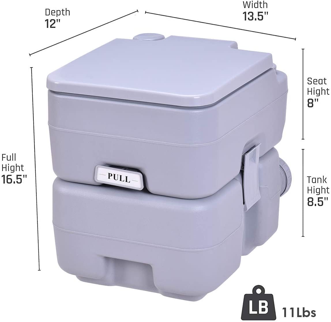 Giantex Portable Toilet 5 Gallon with Waste Tank, Built-in Rotating Spout