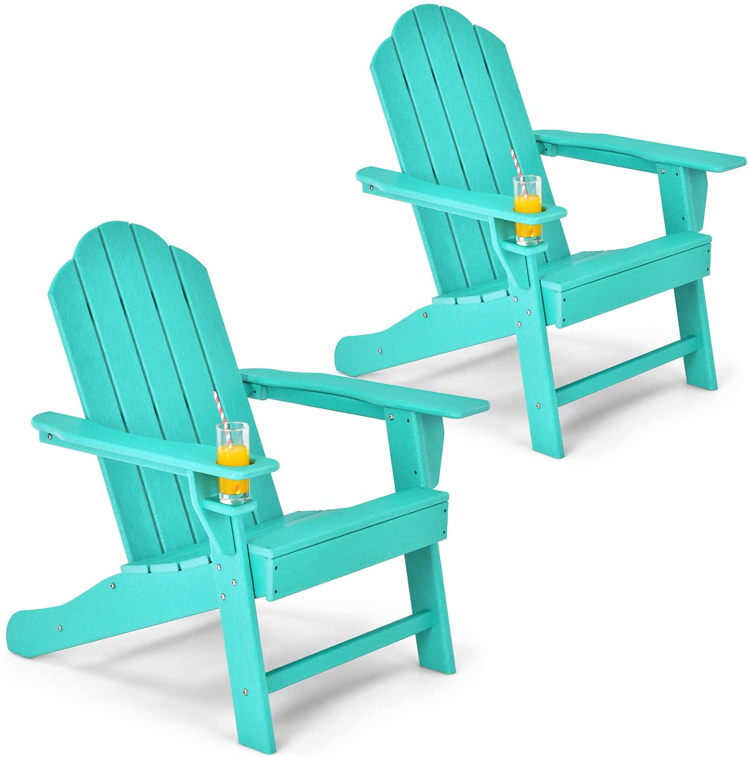 Adirondack Chair with Cup Holder, Outdoor Patio Weather Resistant Chair