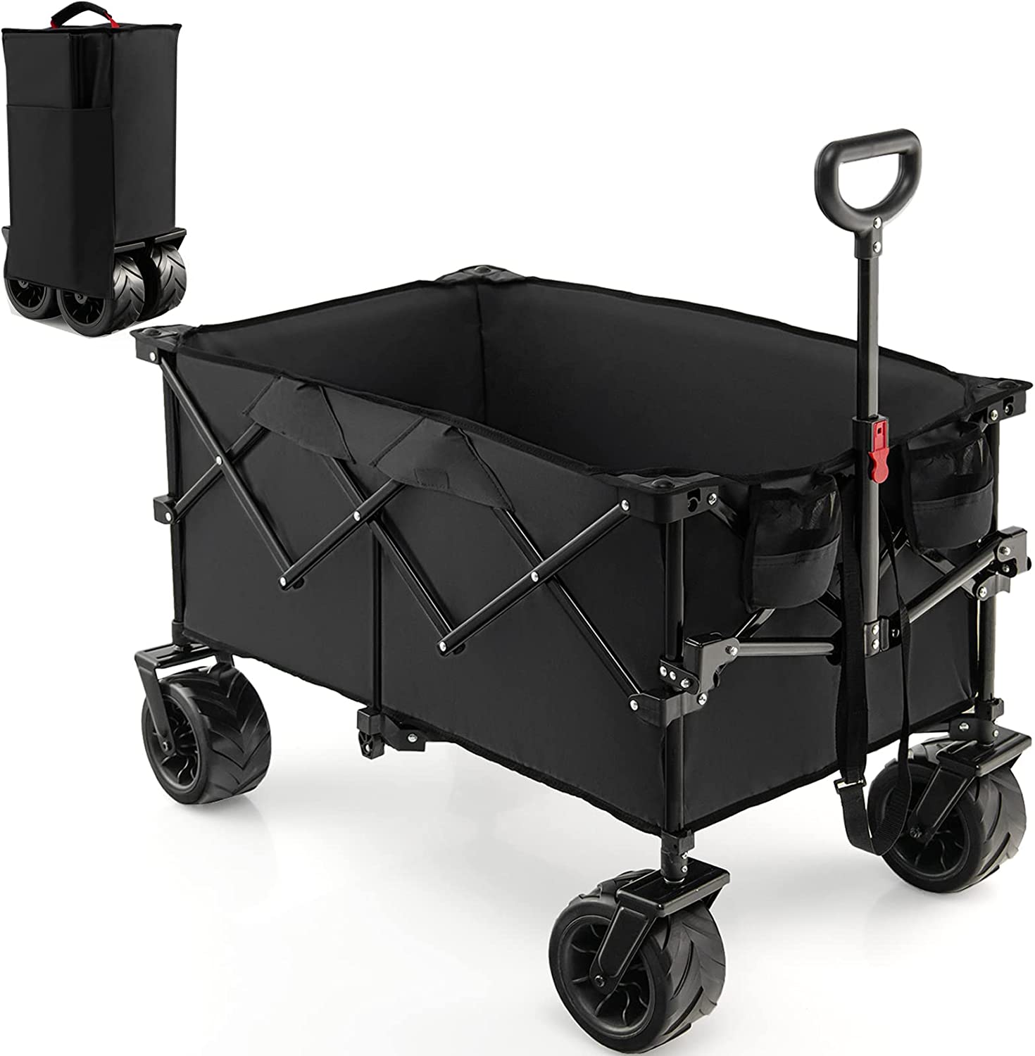 Giantex Folding Wagon Cart, Collapsible Beach Wagon with All Terrain Universal Wheels