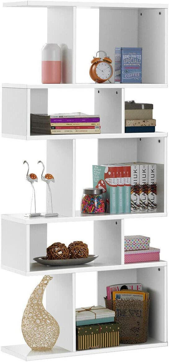 Freestanding Ladder Bookcase, 5-Layer Shelves Closet Organizer Rack Display Cabinet