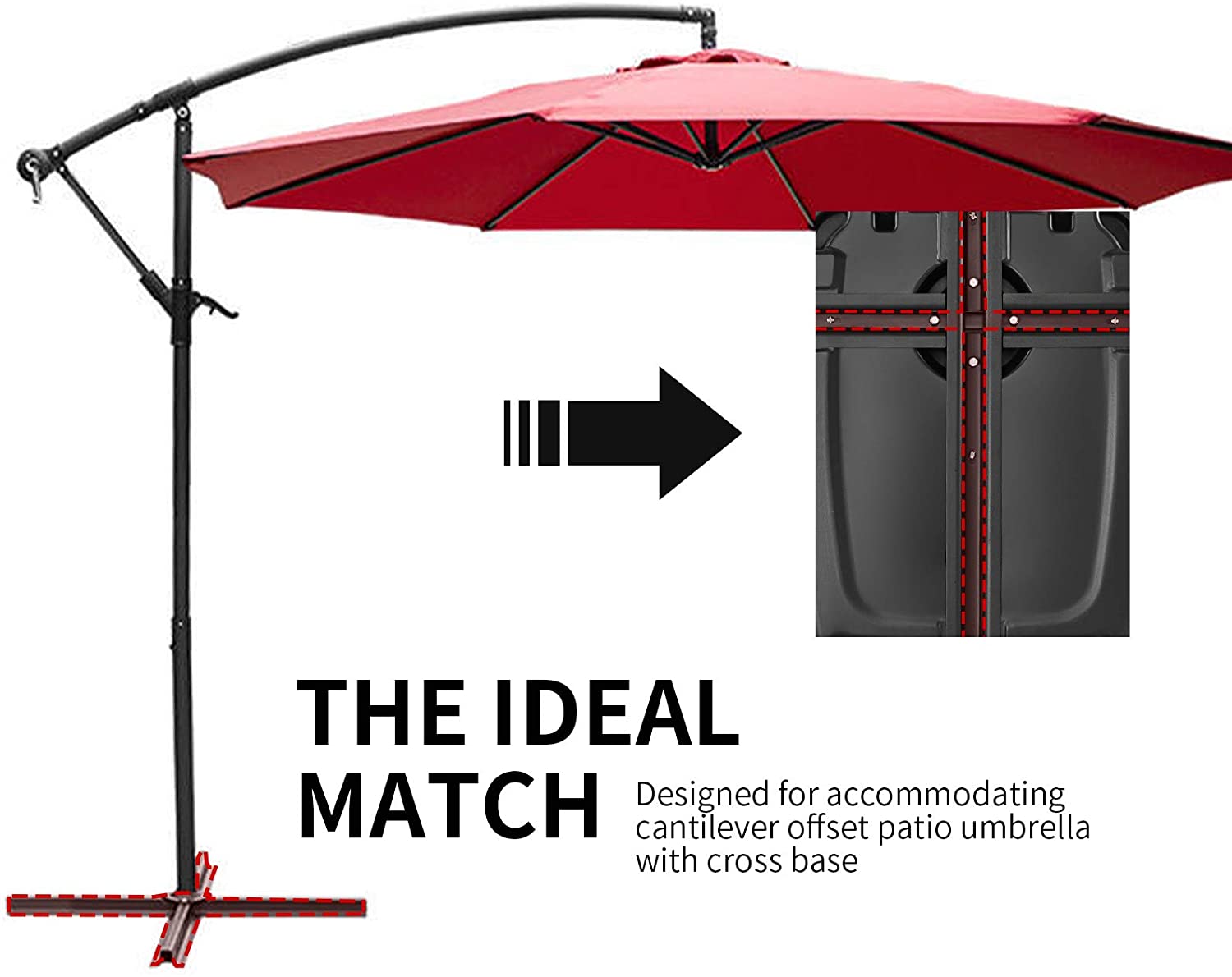 60L Universal Offset Umbrella Base Plastic Weighted Stand - Giantexus