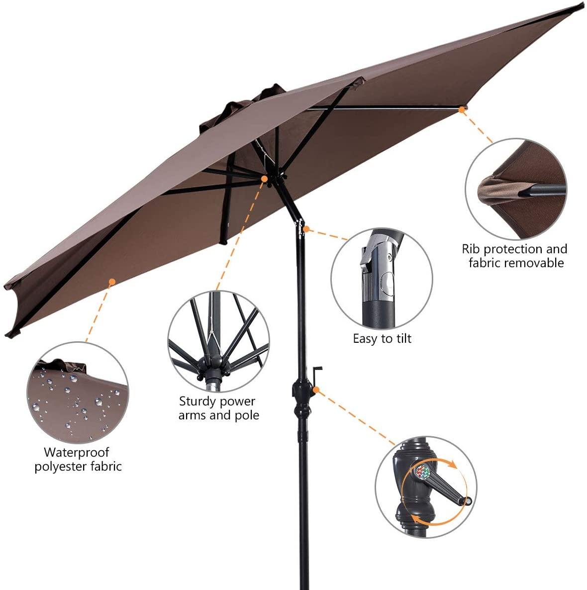 Giantex 9ft Patio Umbrella Outdoor, Market Table Umbrella w/ Push Button Tilt and Crank - Giantexus