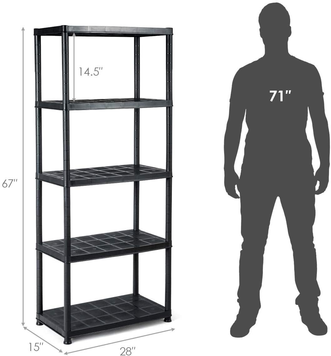 2 Pieces 5-Tier Ventilated Shelving Storage Rack - Giantexus
