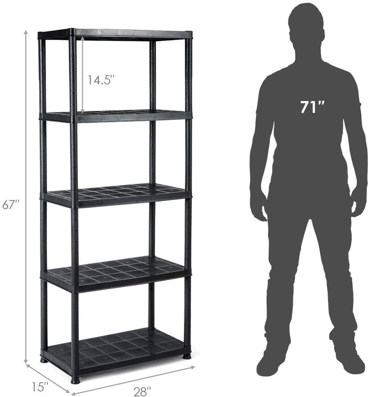 2 Pieces 5-Tier Ventilated Shelving Storage Rack - Giantexus