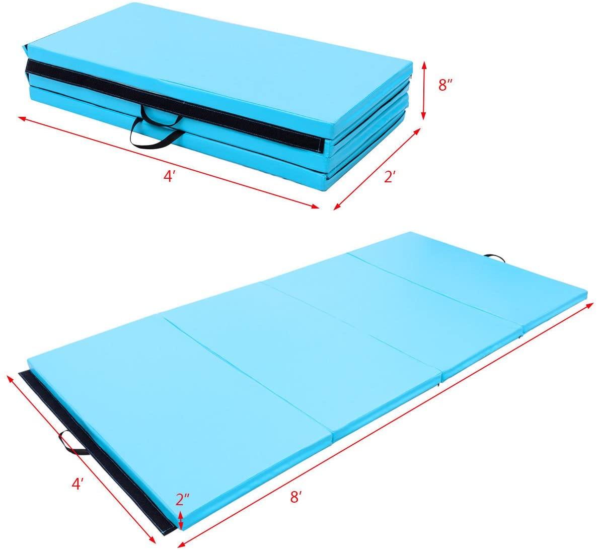 Gymnastics Mat, Anti-Tear Folding Gymnastics Exercise Mats Carrying Handles - Giantexus