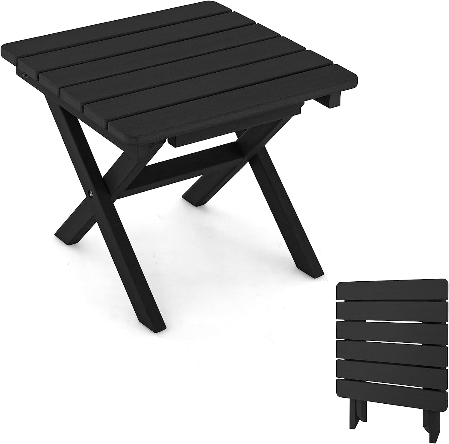 Giantex Outdoor Folding Side Table - Foldable Weather-Resistant HDPE Adirondack Table