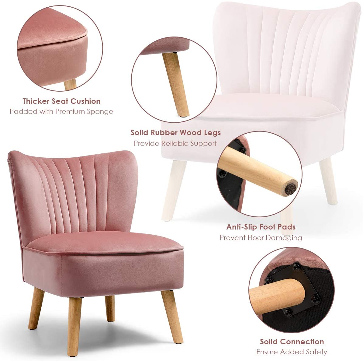 Velvet Accent Chair, Upholstered Modern Sofa Chair - Giantexus
