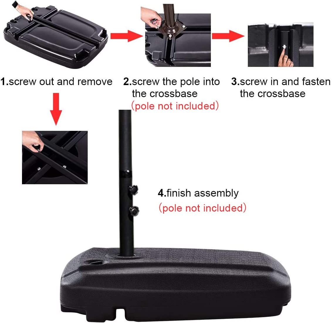 60L Universal Offset Umbrella Base Plastic Weighted Stand - Giantexus