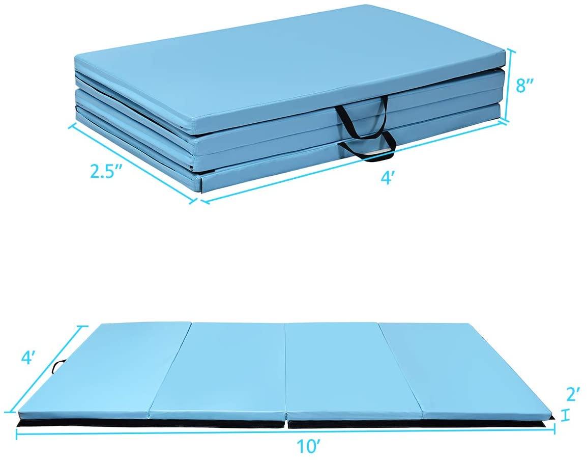 Gymnastics Mat, Anti-Tear Folding Gymnastics Exercise Mats Carrying Handles - Giantexus