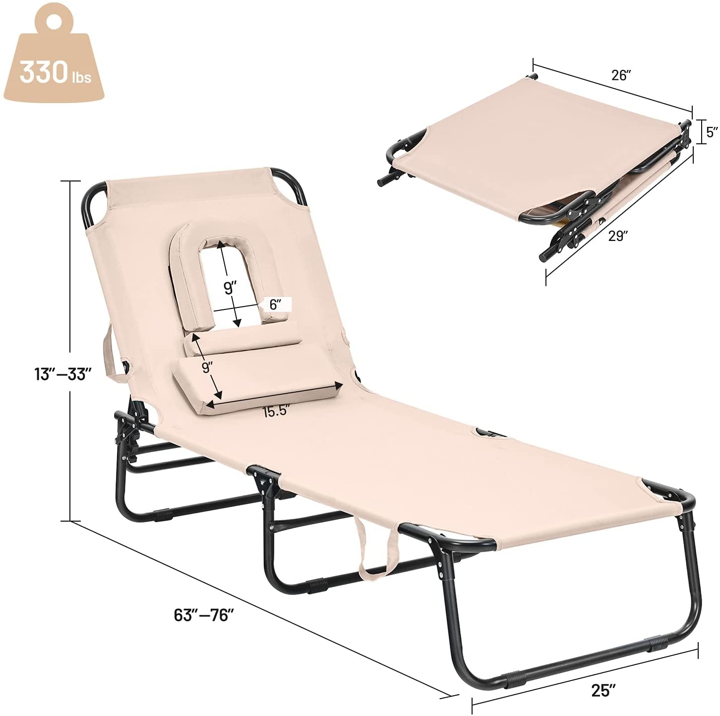 Beach Lounge Chair Chaise Lounge Chairs - Giantexus