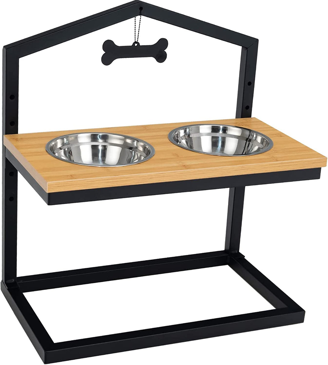 Giantex Elevated Dog Bowls Stand, 5 Adjustable Heights, 2 Stainless Steel Bowls