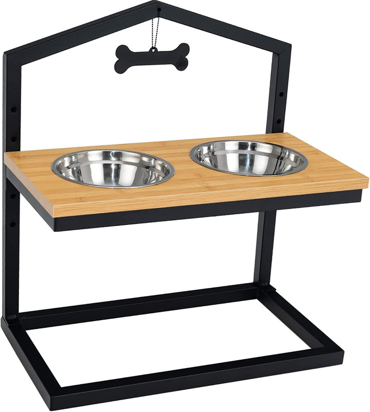 Giantex Elevated Dog Bowls Stand, 5 Adjustable Heights, 2 Stainless Steel Bowls