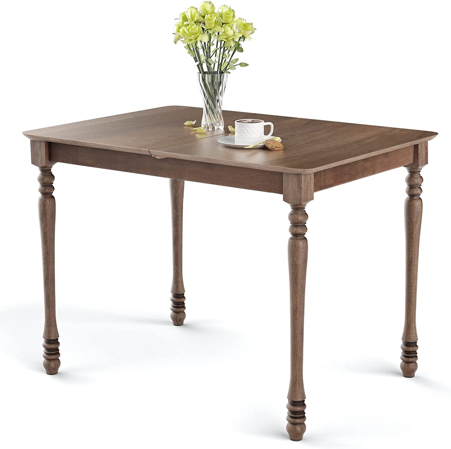 Giantex Farmhouse Dining Table, Extendable Butterfly Leaf Dinette Table